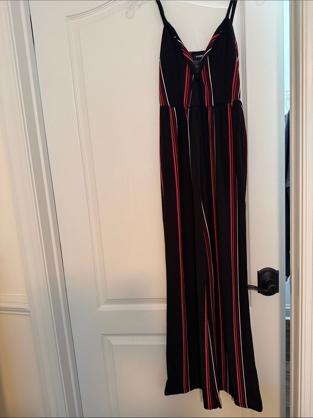 Express Black Striped Wide-Leg Jumpsuit